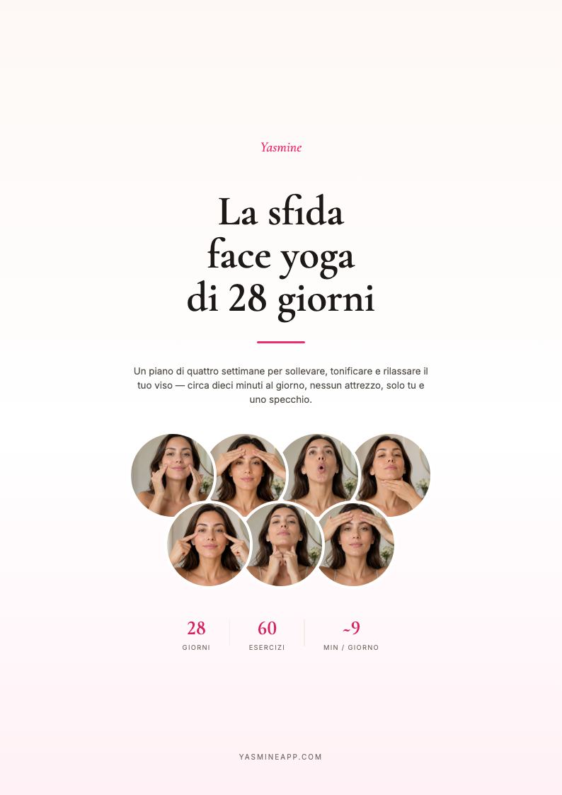 Ottieni la challenge di face yoga di 28 giorni