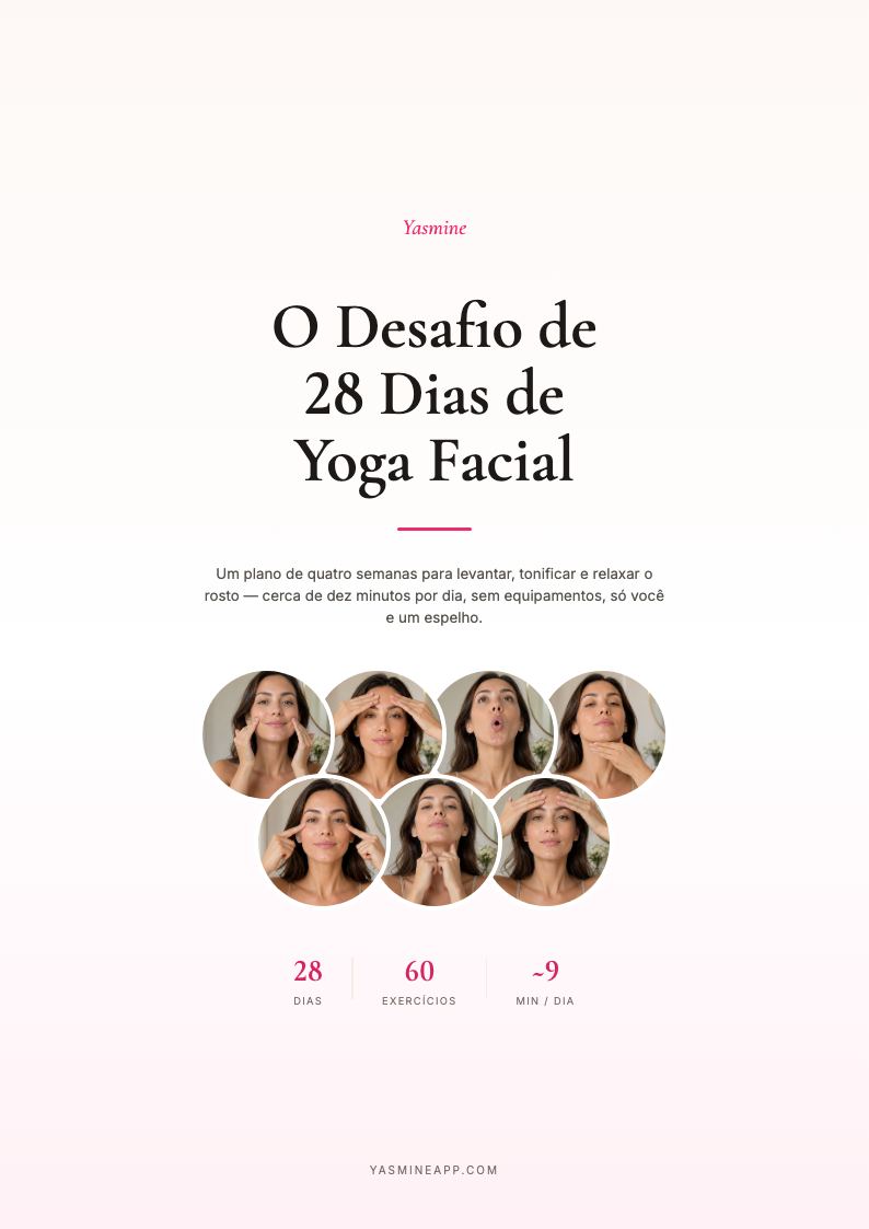 Baixe o desafio de yoga facial de 28 dias