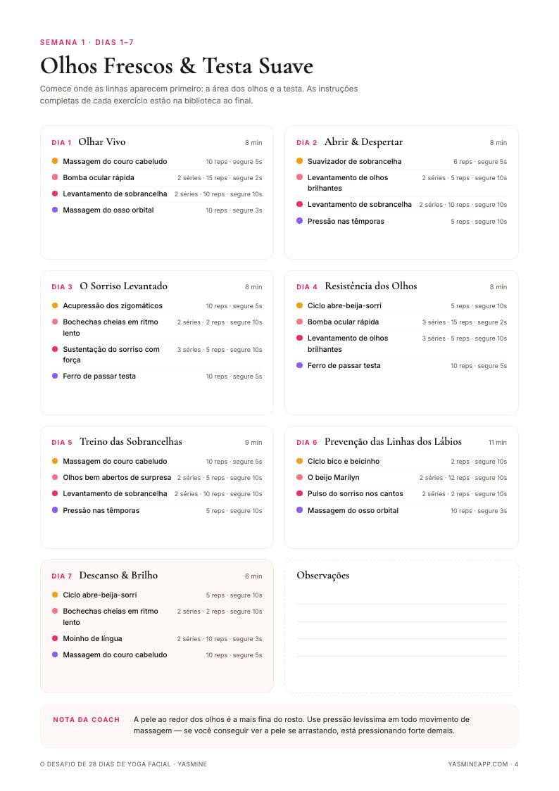 Rotinas diárias com séries, repetições e sustentações