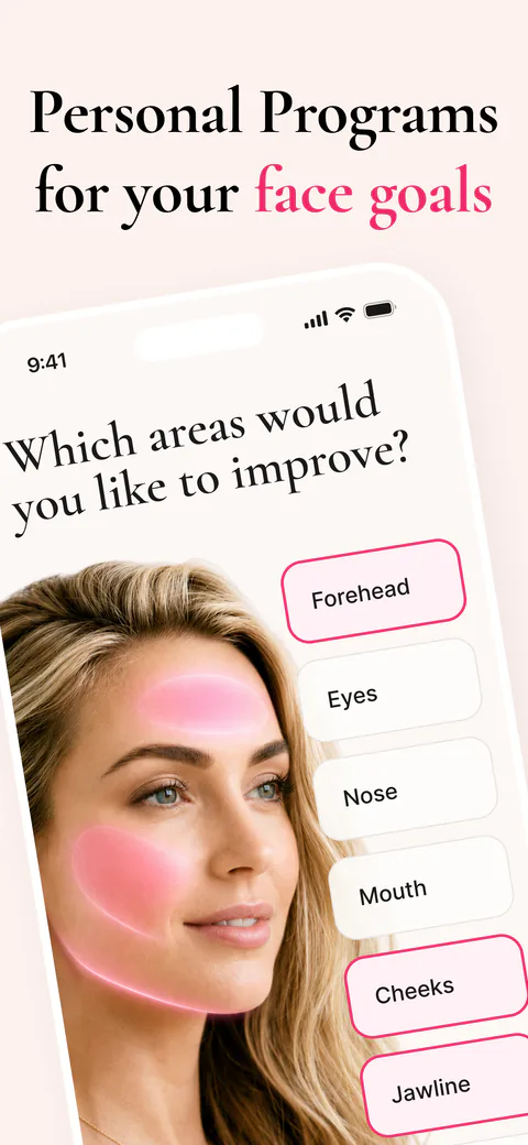 Yasmine personal-program setup for selecting facial goals