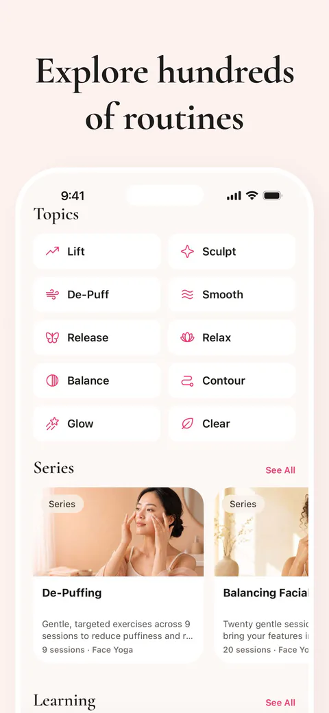 Yasmine routine library with goal topics and guided series