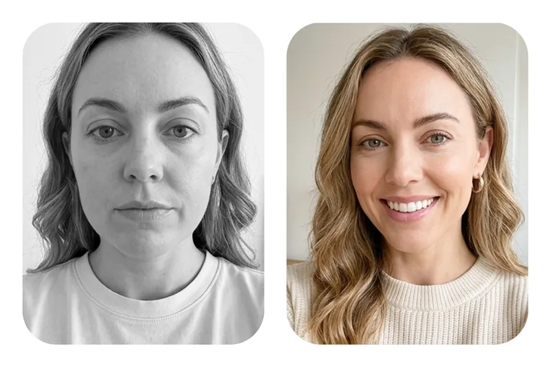 Before and after results from face yoga practice
